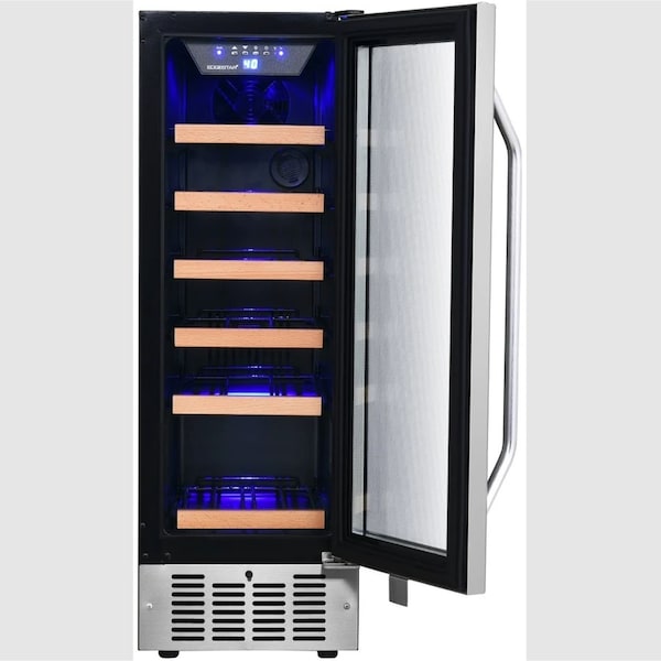 Edgestar 12 Inch Wide 18 Bottle BuiltIn Single Zone Wine Cooler with Reversible Door and LED Lighting - CWR182SZ