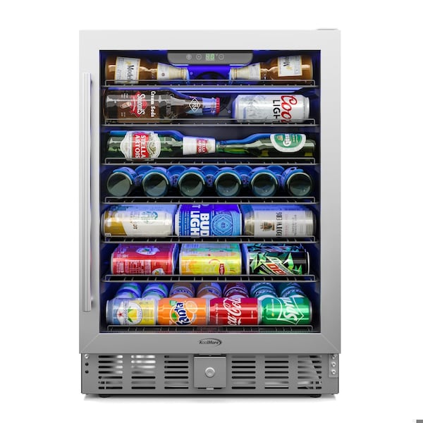 Koolmore 23.4 in. Stainless Steel, Glass-Door Built-In Refrigerator and Beverage Cooler 5 Cu. ft. - KM-BIR5C-GD
