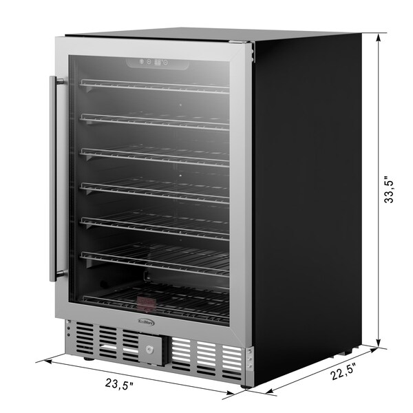 Koolmore 23.4 in. Stainless Steel, Glass-Door Built-In Refrigerator and Beverage Cooler 5 Cu. ft. - KM-BIR5C-GD