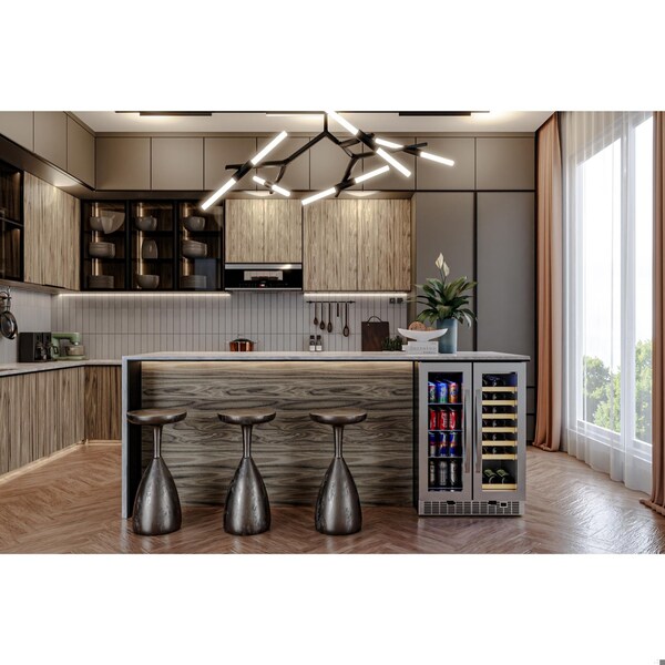 Koolmore 24 in. Dual Zone, Full Glass Door, 21-Bottle Wine and Beverage Cooler, Freestanding or Built-in Unit - KM-CWB1830-SS