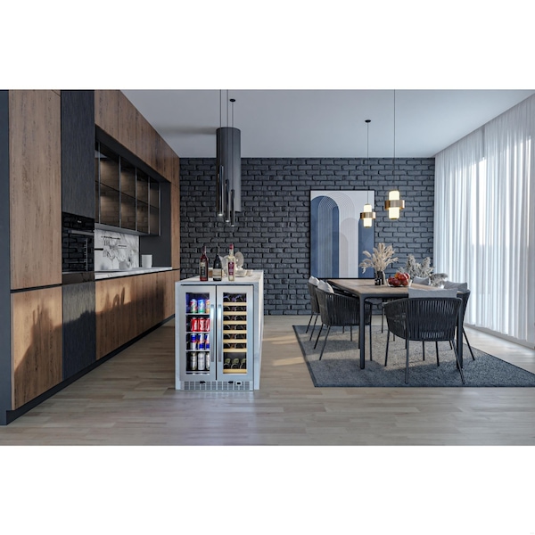 Koolmore 24 in. Dual Zone, Full Glass Door, 21-Bottle Wine and Beverage Cooler, Freestanding or Built-in Unit - KM-CWB1830-SS