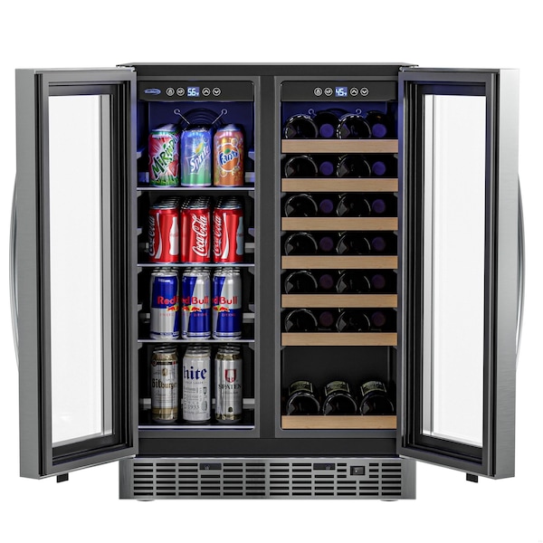 Koolmore 24 in. Dual Zone, Full Glass Door, 21-Bottle Wine and Beverage Cooler, Freestanding or Built-in Unit - KM-CWB1830-SS