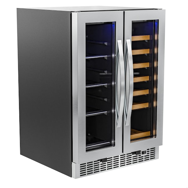 Koolmore 24 in. Dual Zone, Full Glass Door, 21-Bottle Wine and Beverage Cooler, Freestanding or Built-in Unit - KM-CWB1830-SS