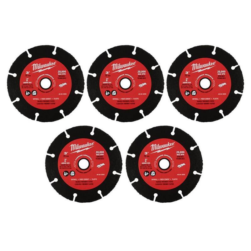 Milwaukee 3 pulgadas Hoja abrasiva de carburo (paquete de 5) - 49-94-3005-5X.