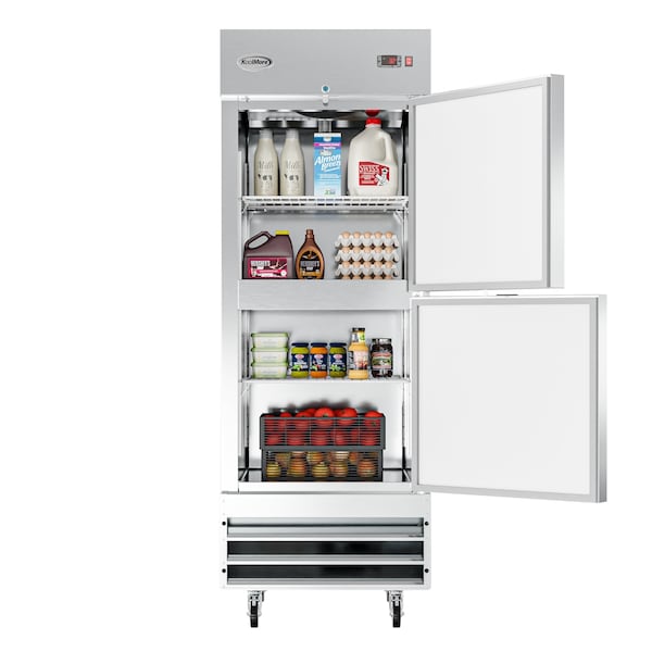 Koolmore 29 in. Commercial Stainless Steel Solid Half Door Reach-In Refrigerator, 23 cu. ft. - RIR-1D-SSHD