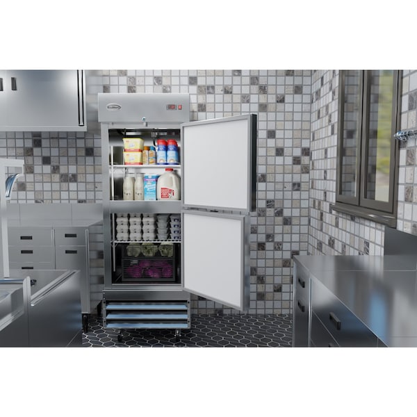 Koolmore 29 in. Commercial Stainless Steel Solid Half Door Reach-In Refrigerator, 23 cu. ft. - RIR-1D-SSHD