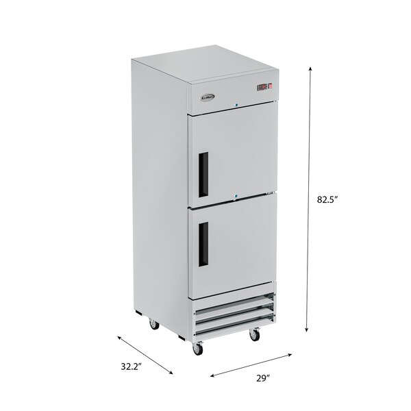 Koolmore 29 in. Commercial Stainless Steel Solid Half Door Reach-In Refrigerator, 23 cu. ft. - RIR-1D-SSHD