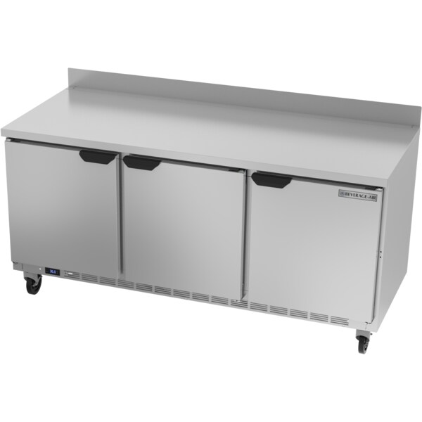 Beverage-Air Refrigerator, Work Top Style, Three Door, 72" W, 17.88 cu. Ft., 115 V - WTR72AHC