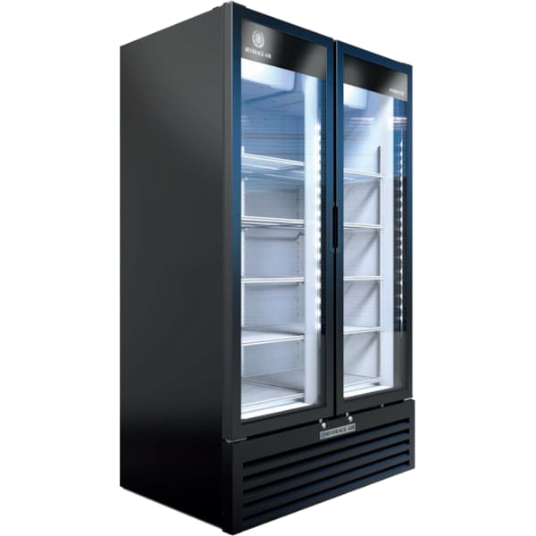 Beverage-Air Refrigerated Glass Door Merchandiser, Black, LED Lighting, 30.55 cu. ft. - MT49-1B
