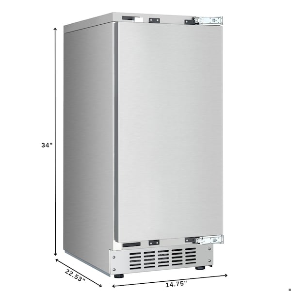 Koolmore Reserve 15 in. Residential Panel Ready Ice Maker 57 lbs/24hr in Stainless-Steel - KM-BIM57-PR