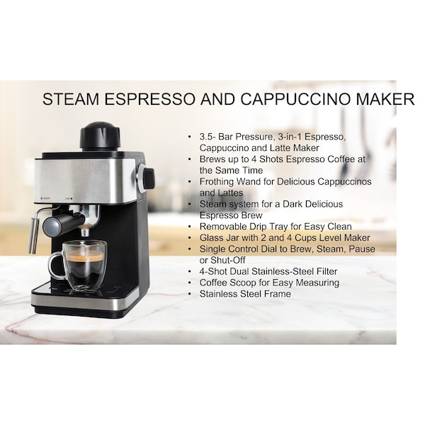 Premium Levella Steam Espresso and Cappuccino Maker - PEM351