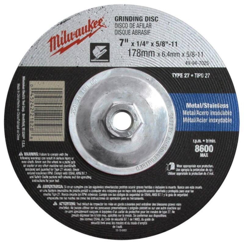 Rueda de esmerilado de 9 pulgadas x 1/4 de pulgada x 5/8-11 pulgadas (Tipo 27) - 49-94-9025 de Milwaukee
