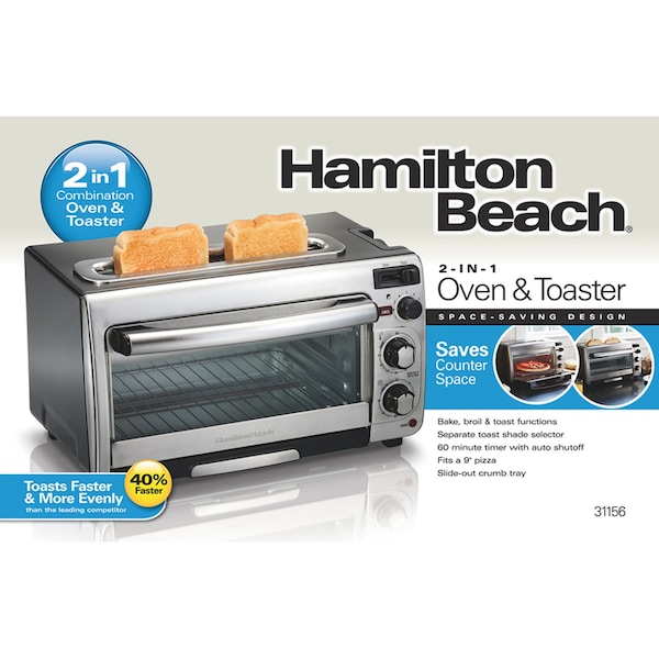 Hamilton Beach Hamilton Beach Metal Black/Silver 2 slot Toaster Oven 12 in. H X 17.8 in. W X 10.2 in. D - 31156