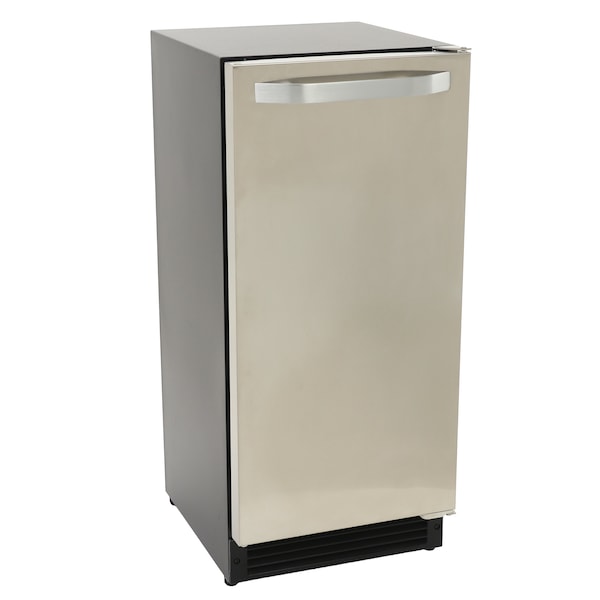 Maxx Ice Shallow Depth Indoor Built-In Undercounter Ice Maker, 15 in., 25 lbs, Crescent Cubes, Stainless Steel - MIM25C