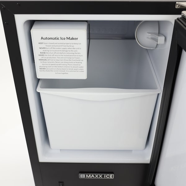 Maxx Ice Shallow Depth Indoor Built-In Undercounter Ice Maker, 15 in., 25 lbs, Crescent Cubes, Stainless Steel - MIM25C