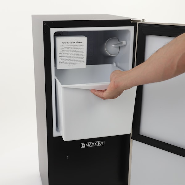 Maxx Ice Shallow Depth Indoor Built-In Undercounter Ice Maker, 15 in., 25 lbs, Crescent Cubes, Stainless Steel - MIM25C