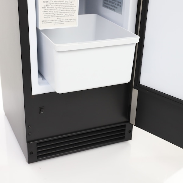 Maxx Ice Countertop or Built-In Ice Maker, 15 in.W, 15 lbs, Crescent Ice Cubes, Black with Stainless Steel Door - MIMC15C
