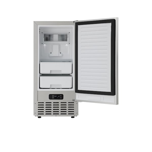 Koolmore 15 in. Built-in Residential Pearl Ice Nugget Maker, 66lb /day with Drain Pump in Stainless-Steel - KM-BIM66-NSS