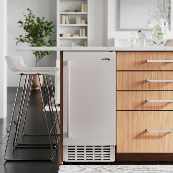 Koolmore 15 in. Built-in Residential Pearl Ice Nugget Maker, 66lb /day with Drain Pump in Stainless-Steel - KM-BIM66-NSS