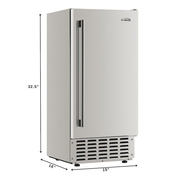 Koolmore 15 in. Built-in Residential Pearl Ice Nugget Maker, 66lb /day with Drain Pump in Stainless-Steel - KM-BIM66-NSS