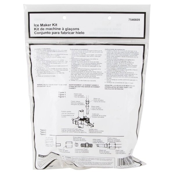 Prosource PMB-270-3LF Ice Maker Installation Kit, Brass, Plastic, Copper Saddle Valve and White Plastic Tube - PMB-270-3LF3L