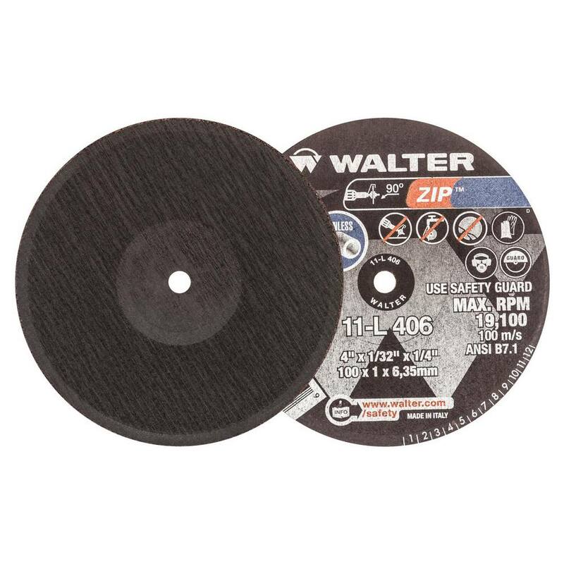 WALTER SURFACE TECHNOLOGIES ZIP 4 in. x 1/4 in. Arbor x 1/32 in. T1 GR A-24-ZIP Rendimiento de corte y rectificado (paquete de 25) - 11L406