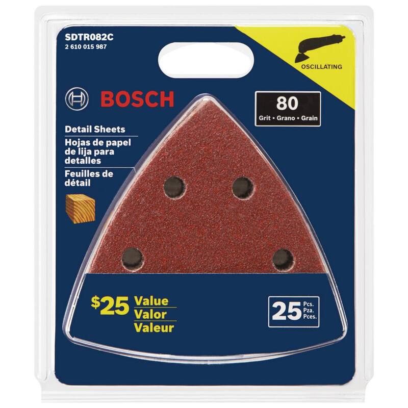Hoja de lijado para herramienta oscilante, grano grueso de 80 (paquete de 25) - SDTR082C