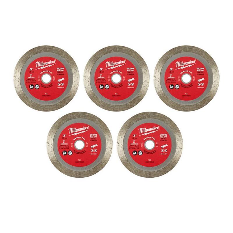 Hoja de corte de azulejo de diamante de 3 pulgadas de Milwaukee (paquete de 5) - 49-94-3010-5X