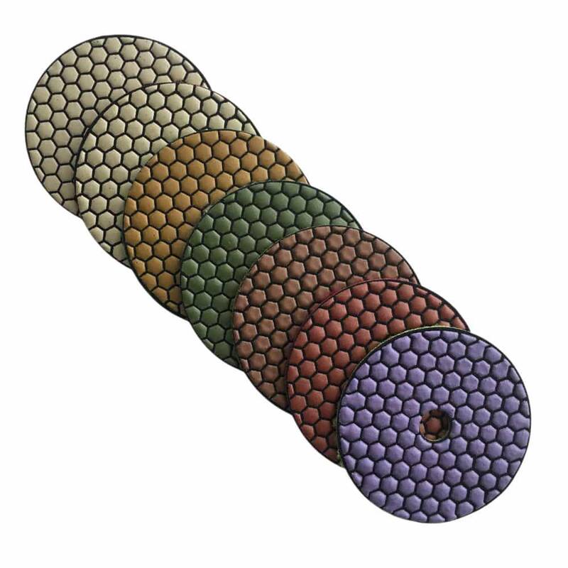 Juego de Almohadilla de Pulido de Diamante Seco de 6 pulgadas para Piedra y Concreto, #50, #100, #200, #400, #800, #1500, #3000 Grit - RDP6512481530