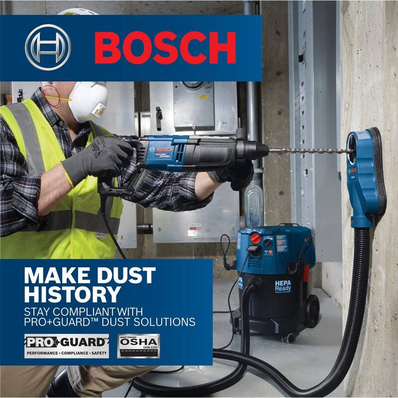 Protector de molienda de superficie de 7 pulgadas de Bosch con capacidad de recolección de polvo de concreto para esmeriles pequeños y medianos - 18SG-7