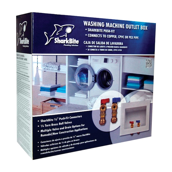 Sharkbite SharkBite 1/2 in. Push Fit X 3/4 in. D GHT Brass Washing Machine Outlet Box - 24763