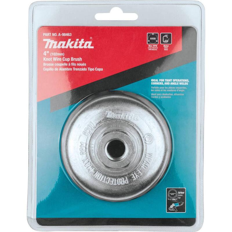 Cepillo de copa de alambre en nudo de 4 pulgadas x 5/8 pulgadas-11 - A-98463 de Makita