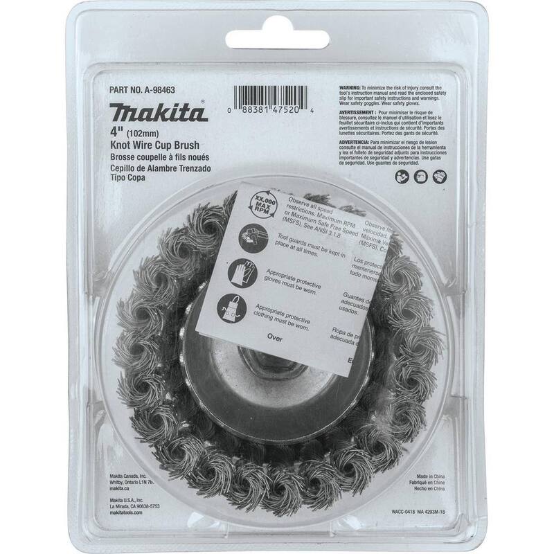 Cepillo de copa de alambre en nudo de 4 pulgadas x 5/8 pulgadas-11 - A-98463 de Makita