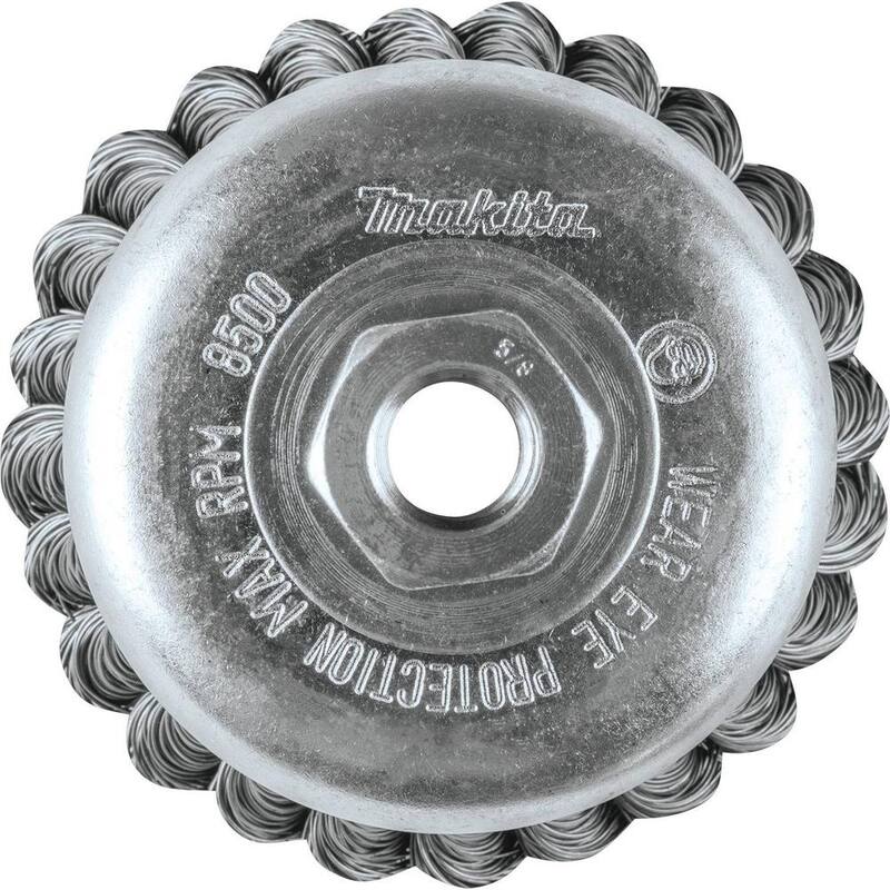Cepillo de copa de alambre en nudo de 4 pulgadas x 5/8 pulgadas-11 - A-98463 de Makita