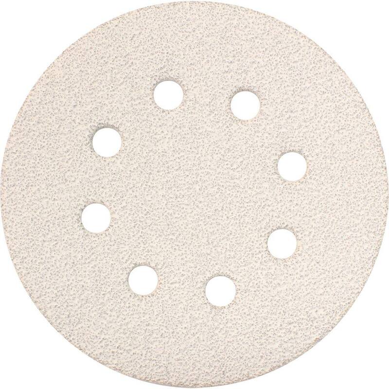 Disco abrasivo redondo Makita de 5 pulgadas y grano 40 con enganche y lazo (paquete de 5) para uso con lijadoras orbitales de gancho y lazo - 742137-A.