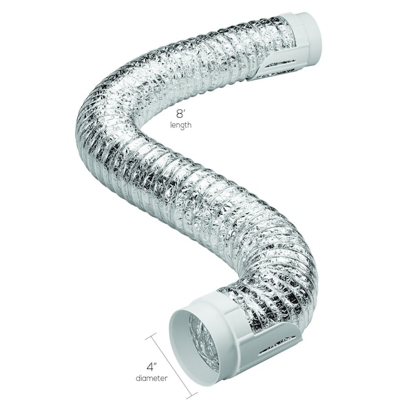 Deflecto Deflect-O Supurr Flex 8 ft. L X 4 in. D Silver/White Aluminum/Plastic Dryer Vent Kit - HUPK8F