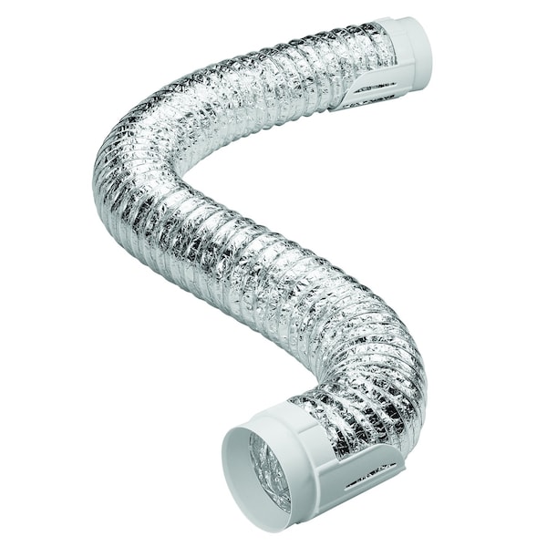 Deflecto Deflect-O Supurr Flex 8 ft. L X 4 in. D Silver/White Aluminum/Plastic Dryer Vent Kit - HUPK8F