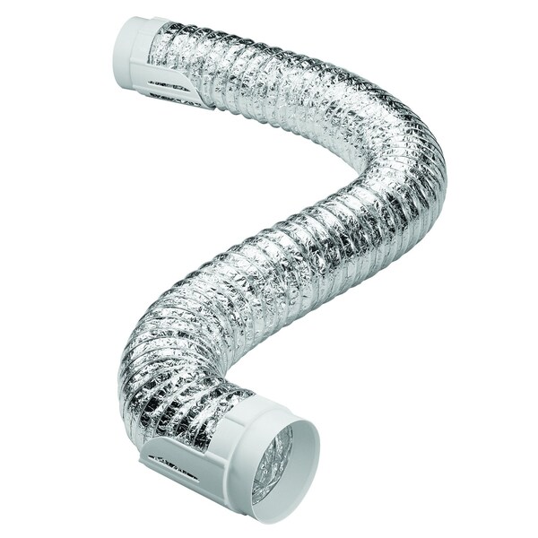 Deflecto Deflect-O Supurr Flex 8 ft. L X 4 in. D Silver/White Aluminum/Plastic Dryer Vent Kit - HUPK8F
