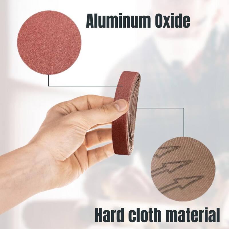 Banda de lija de óxido de aluminio de grano 120 de 3/8 pulgadas x 13 pulgadas (paquete de 10) - 401312