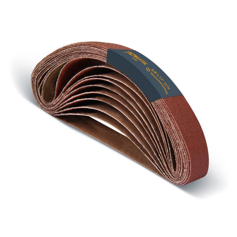 Banda de lija de óxido de aluminio de grano 120 de 3/8 pulgadas x 13 pulgadas (paquete de 10) - 401312
