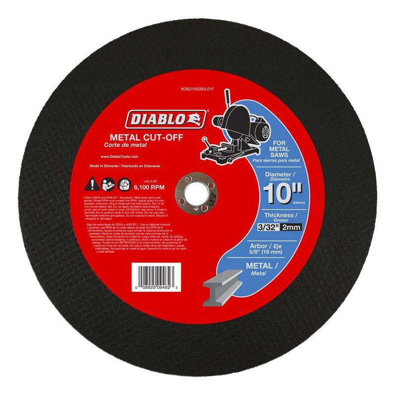 DIABLO 10 pulgadas x 3/32 pulgadas x 5/8 pulgadas Disco de corte de metal (paquete de 5) - DBD100093L01F005