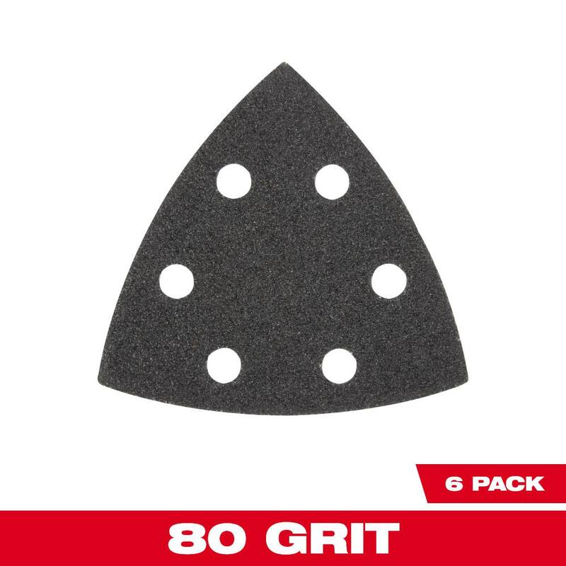 Lija de 80 granos de 3-1/2 pulgadas para herramienta multifuncional oscilante (paquete de 6) - 49-25-2080
