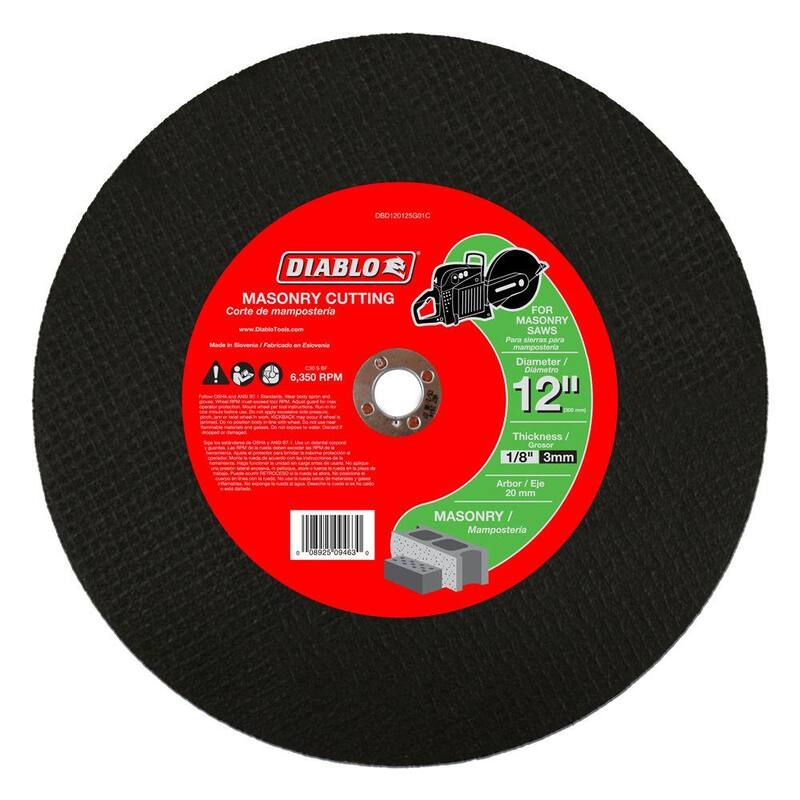 DIABLO 12 pulgadas x 1/8 pulgadas x 20 mm Disco de corte de alta velocidad para albañilería (paquete de 5) - DBD120125G01C005