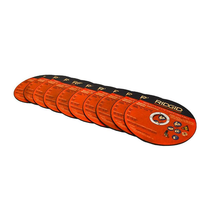 RIDGID 4 pulgadas a 1/2 pulgada Rueda de corte de metal, Tipo 1 (paquete de 10) - RCW4511678