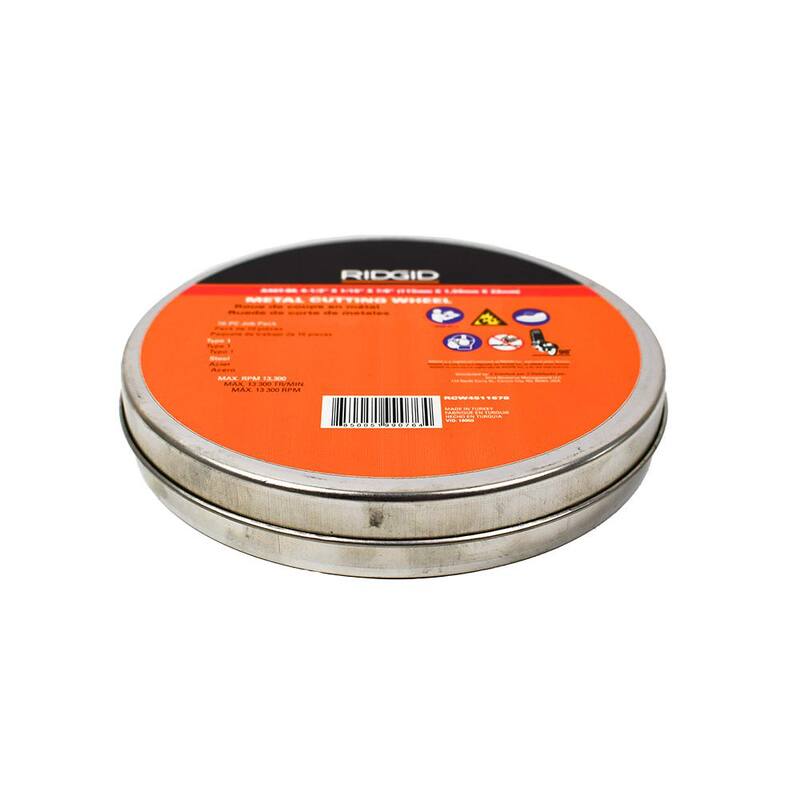 RIDGID 4 pulgadas a 1/2 pulgada Rueda de corte de metal, Tipo 1 (paquete de 10) - RCW4511678