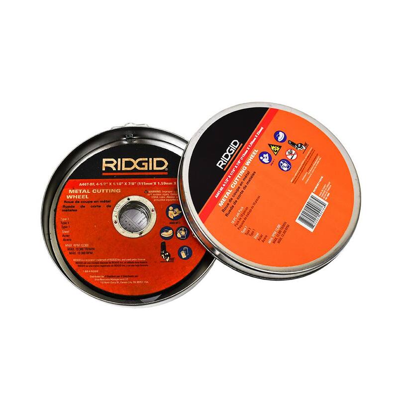 RIDGID 4 pulgadas a 1/2 pulgada Rueda de corte de metal, Tipo 1 (paquete de 10) - RCW4511678