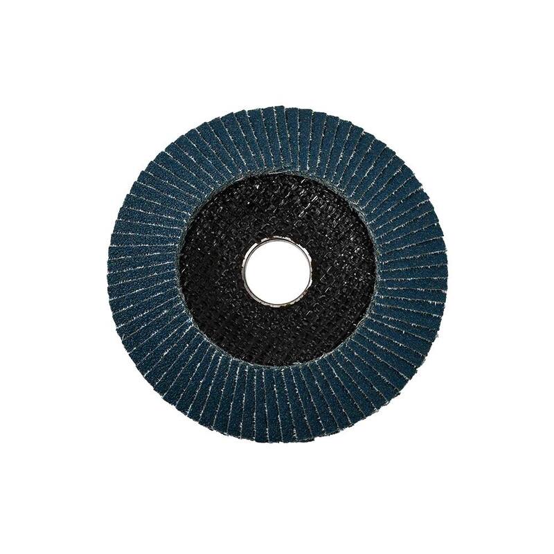 Discos de Solapa de 4-1/2 pulgadas x 7/8 pulgadas RIDGID de Grano 60 Tipo 29 de Zirconia Azul ZA60 para uso en Amoladoras de Ángulo Recto - RFD4578-60