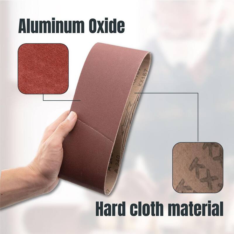 Banda de lija de óxido de aluminio de grano 120 de 4 pulgadas x 24 pulgadas para lijadora de banda (paquete de 10) - 110010