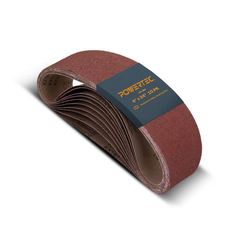 Banda de lija de óxido de aluminio de grano 120 de 4 pulgadas x 24 pulgadas para lijadora de banda (paquete de 10) - 110010