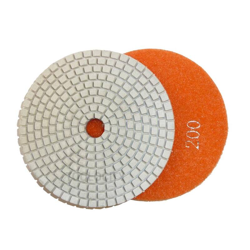 Toolocity 4 in. JHX Dry/Wet Diamond Polishing Pads for Concrete/Granite (Set de 7) con 4 in. Back Holder - JHXR0102SET-BK4